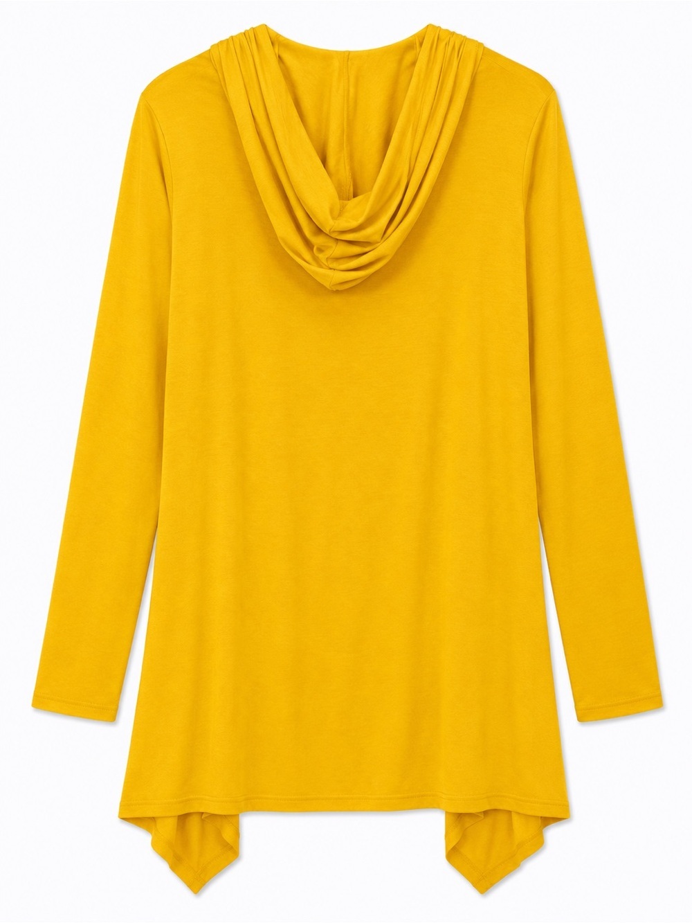 Azules yellow Hooded Waterfall Cardigan Drape Open Front Lightweight Size S - Picture 3 of 8